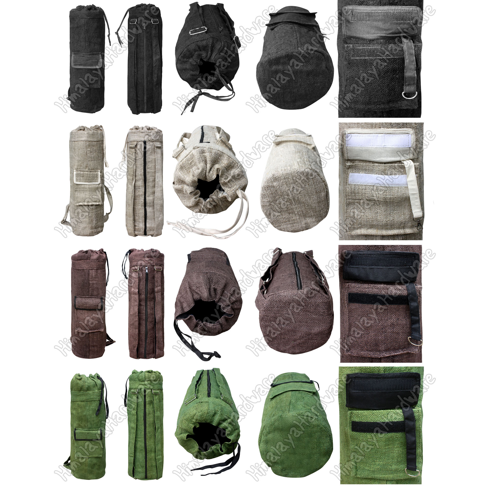 Yoga Mat Carry Bag - Drawstring  Beige & Green - 100% Natural Himalayan  Hemp & Organic Cotton • Hybrid Hippie - Eco Store
